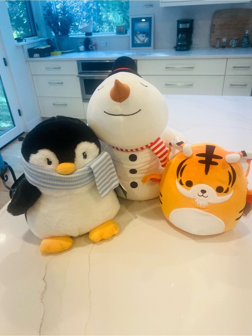 Plush Penguin, Snowman & Tiger Kids Toy Set - Soft Stuffed Animals